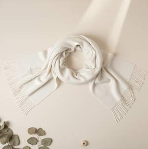 Luxury 100% Pure Cashmere Shawl in Soft Cream White – Ultra-Soft & Warm Scarf from Mongolia