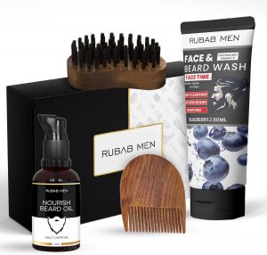 Rubab Men 4-in-1 Beard Grooming Kit | Beard Oil, Wash, Brush & Comb