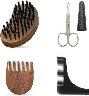 RUBAB MEN Beard Grooming Kit | Comb, Brush, Shaper & Scissors