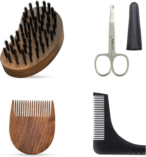 RUBAB MEN Beard Grooming Kit | Comb, Brush, Shaper & Scissors
