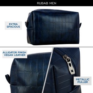 Travel Toiletry Kit Bag | Navy Vegan Leather Organizer – TreasureStash