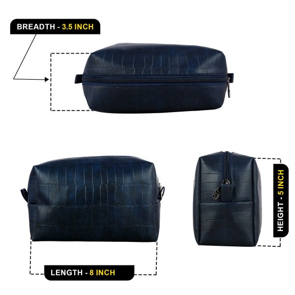 Travel Toiletry Kit Bag | Navy Vegan Leather Organizer – TreasureStash